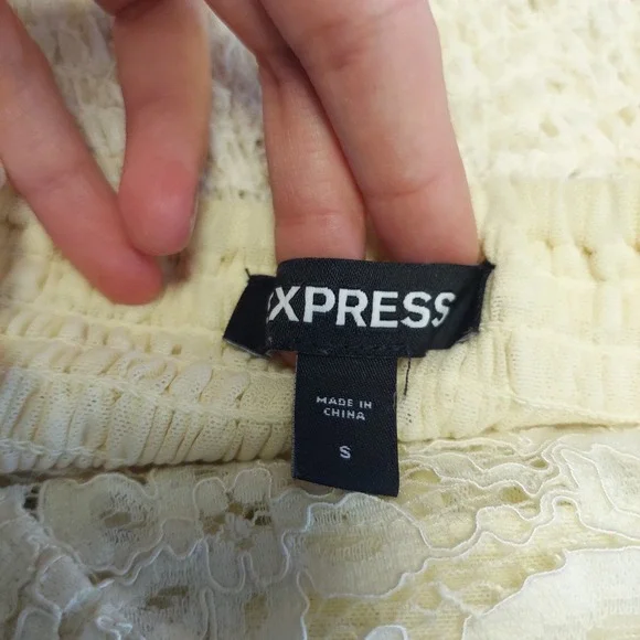 Express Cream Lace Smocked Cropped Cami Tank Top Cottage Coquette‎ Cottage Fairy - Picture 4 of 5